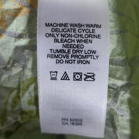 First Issue Womens Lime Green Floral Sheer Button-Down Blouse Large Mature Light - Picture 9 of 11